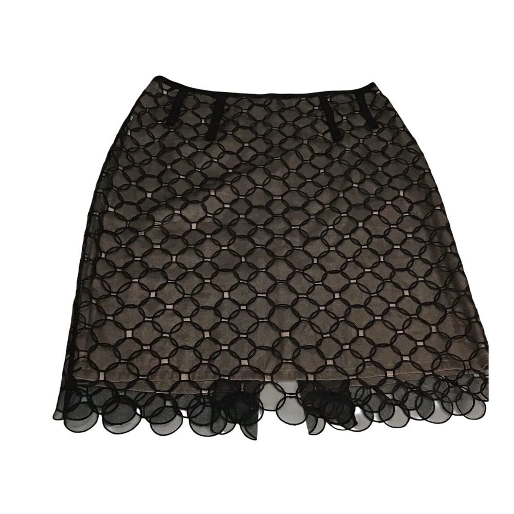BCBGMAXAZRIA Women's/ Jr Blackโ Cocktail Midi Scalloped Hemline Size 4 Sexy